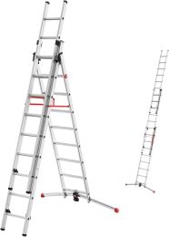 Hailo S100 ProfiLOT, Aluminium Kombileiter 3-teilig, 2x9 + 1x8  Sprossen