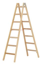 Hymer Holz-Sprossenstehleiter, beidseitig begehbar (71410)