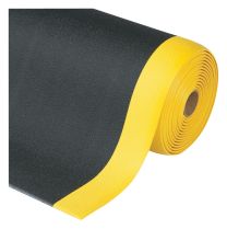 Arbeitsplatzbodenbelag aus Vinyl - Rollenware texturiert - Farbe schwarz/gelb Breite 600 / 910 /1220 mm - Höhe 9 mm - Rollenlänge 18,3 m