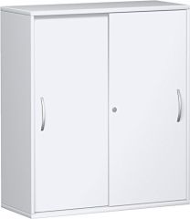 Büro-Schiebetürenschrank, BxTxH 1000x425x1152 mm, 3 OH, 2 Böden, Schloss, weiß