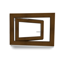 EcoLine Kellerfenster - Breite 50 bis 120 cm - Höhe 50cm / 60 cm - innen weiß außen Nussbaum - Dreh- & Kippfunktion - 2-fach-Verglasung - Anschlag rechts oder links