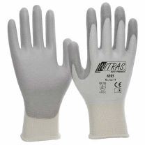 NITRAS Schnittschutzhandschuhe, weiß, PU-Beschichtung, teilbeschichtet auf Innenhand und Fingerkuppen, grau, EN 388 - Gr. 10 - 10 Paar