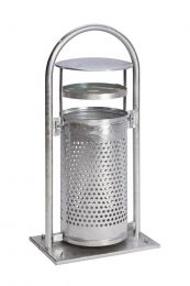 Abfallbehälter, Außeneinsatz, mit Ascher, komplett feuerverzinkt, Vol. 65 l, BxTxH 580x380x1280 mm