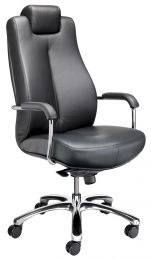 Bürodrehstuhl/Chefsessel - Sitz BxTxH 540x510x460-550 mm - Traglast 150 kg - feste Kopfstütze - Bezug Softleder (Frontleder) - schwarz / elfenbein