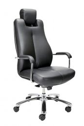 Bürodrehstuhl/Chefsessel - Sitz BxTxH 540x510x460-550 mm - Traglast 150 kg - höhenverst. Kopfstütze - Bezug Softleder (Frontleder) - schwarz / elfenbein