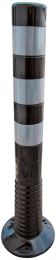 Flexipfosten, schwarz/silber m.3 retroreflektierenden Streifen, Polyurethan H. 750 mm, Durchm. 80 mm, ohne Befestigungsmaterial