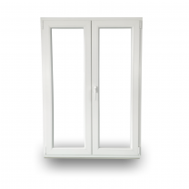 Kunststofffenster Stulp (ohne Pfosten) - Breite 100 bis 150 cm - Höhe 90 bis 170 cm - 3-fach-Verglasung - Anschlag links oder rechts- weiß - Dreh- & Kippfunktion - 2-flg. - 70 mm - 5 Kammern