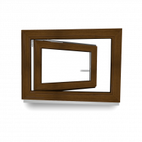 Kellerfenster - Breite 50 bis 120 cm - Höhe 50cm / 60 cm - innen weiß außen Nussbaum - Dreh- & Kippfunktion - 2-fach-Verglasung - Anschlag rechts oder links